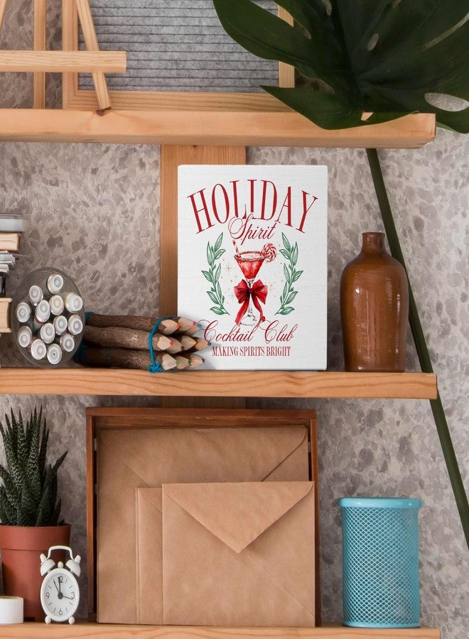 Nvotell Coquette Christmas Cocktail Art Wooden Signs - Bar Cart Decor, Home Bar Kitchen Pub Lounge Club Table Shelf Decor, 5x5 Inch - Image 3